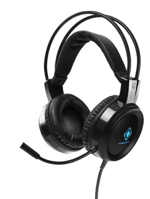 Deltaco DH110 Stereo Gaming Headset, blå LED, 3,5mm för ljud, USB för ström