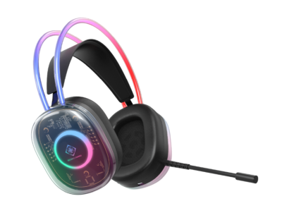 Deltaco DH230 Semi-transparent Gaming Headset, regnbågs-LED, 3,5mm för ljud, USB för ström#2