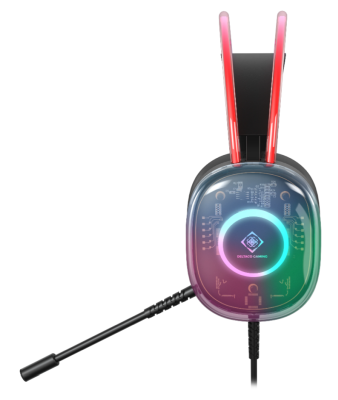 Deltaco DH230 Semi-transparent Gaming Headset, regnbågs-LED, 3,5mm för ljud, USB för ström#3
