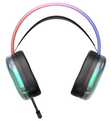 Deltaco DH230 Semi-transparent Gaming Headset, regnbågs-LED, 3,5mm för ljud, USB för ström#4