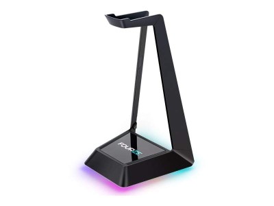 Fourze Headset Stand med QI-laddare och 3-port USB-hubb, RGB