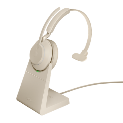 Jabra Evolve2 65 Link380a UC Mono, Bluetooth, inkl. laddningsställ - Beige