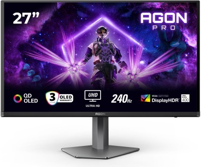26.5" AOC AG276UZD, QD OLED 4K/3840x2160, 0.03 ms, 240Hz G-Sync, höjdjusterbar, pivot, 2xHDMI/DP/USB-C 65W, USB 3.2-hubb, högtalare
