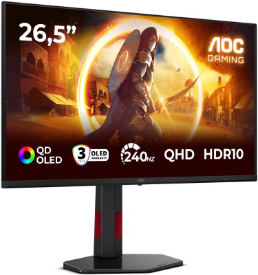 26.5" AOC Q27G4ZDR, QD OLED 2560x1440, 0.03 ms, 240Hz AdaptiveSync, höjdjusterbar, pivot, 2xHDMI/DP, USB 3.2-hubb