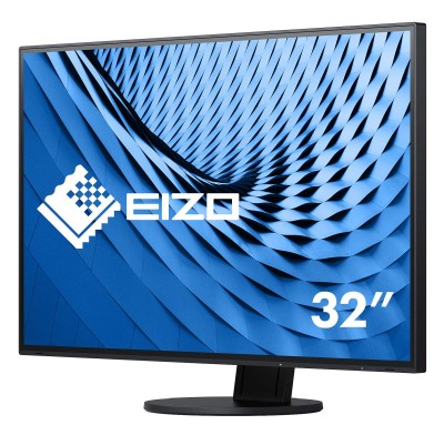 31.5" Eizo FlexScan EV3285-BK, IPS 4K/3840x2160, 5 ms, höjdjusterbar, 2xHDMI/DP/USB-C 60W, högtalare, USB 3.2-hubb - Svart