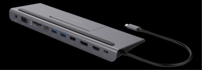 Hub USB-C till VGA/DP/HDMI/SD/RJ45/3.5 PD 3.0 rymdgrå