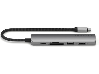 Hub USB-C USB3/USB2/HDMI-4K60/GLAN 2kortläsare USB-C PD-100W rymdgrå Satechi 6-in-1 USB-C Slim Multiport Adapter - Space Grey#2