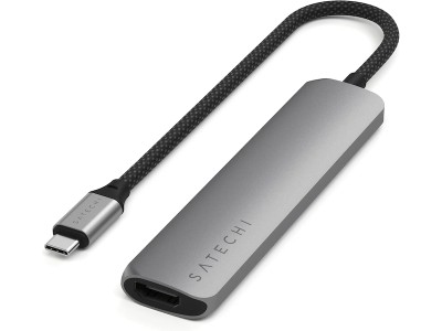 Hub USB-C USB3/USB2/HDMI-4K60/GLAN 2kortläsare USB-C PD-100W rymdgrå Satechi 6-in-1 USB-C Slim Multiport Adapter - Space Grey#4