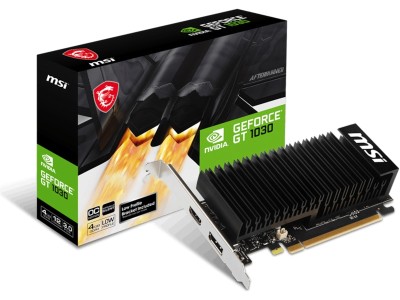 MSI GeForce GT 1030 LP OC 4 GB GDDR4, HDMI/DP, fläktlöst, inkl. Low Profile-plåt