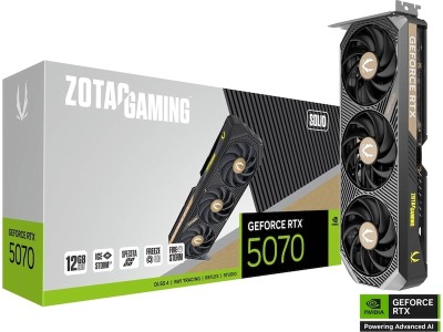 Nvidia RTX 5070 12GB GDDR7 3DP/HDMI 7680*4320 2512MHz 6144Cuda 988TOPS 250/650W 4mon PCIe5 2-slot Zotac Gaming Geforce RTX 5070 SOLID#1