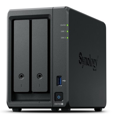 Synology DiskStation DS725+, 2-bay Plus NAS, AMD Ryzen R1600, 2xM.2-slot, 1GbE+2.5GbE LAN