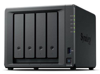 Synology DiskStation DS925+, 4-bay NAS + 2xM.2, Quad Core AMD Ryzen V1500B, 4 GB RAM, 2x2.5GbE LAN, 2xUSB 3.2