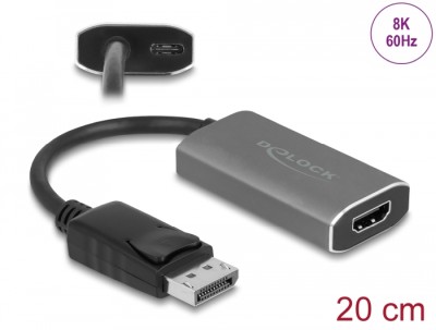Adapter DisplayPort 1.4 till HDMI, 8K@60Hz, HDR, DeLOCK, 0,2 meter