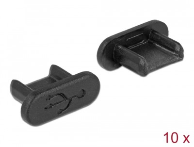 DeLOCK Dammskydd för USB 2.0 Micro-B (hona), 10 st - Svart