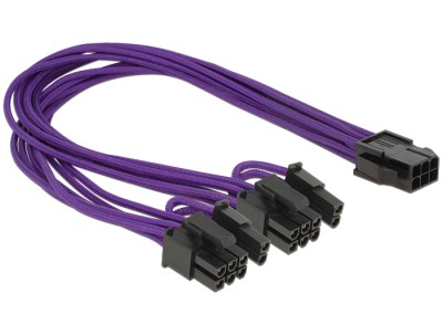 Adapter för 6-pin PCI-Express till 2x8-pin PCI-Express, 30 cm, DeLOCK - Lila