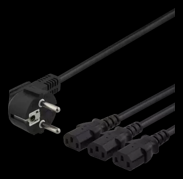 Kabel ström Y-kabel vanlig vinklad CEE 7/7 - 3st C13 1,8-2m