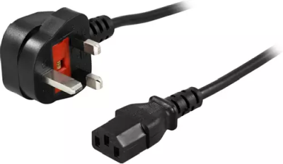 Deltaco Appliance cable, UK,angled BS 1363>straight IEC 60320 C13,2m