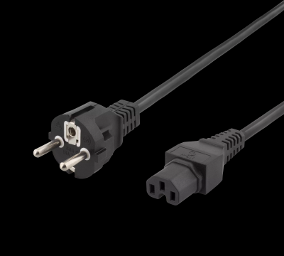 Kabel Ström Deltaco CEE 7/7 5m svart