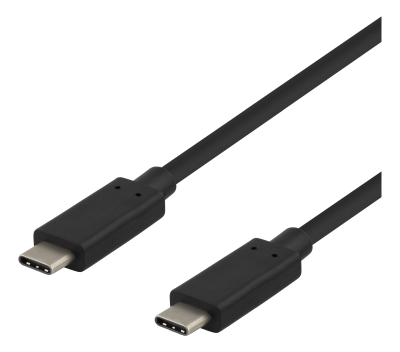 USB-C 3.1-kabel Gen2 Typ C ha till C ha, 0,25 meter, 10Gbps, 60W PD, Deltaco - Svart