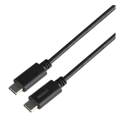 Deltaco USB-C 3.2 Gen.2, 10Gbps, 240W, 1m - Svart