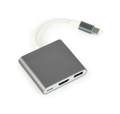 Hub USB-C hane till HDMI-4K30/USB-A PD silver