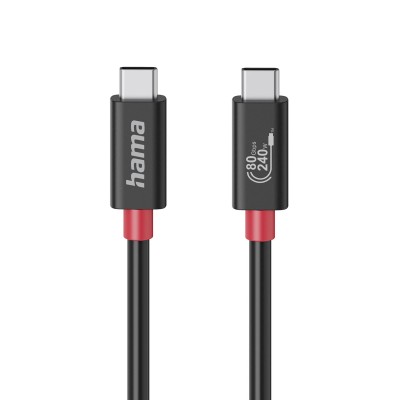 HAMA Cable USB-C USB 4.0 Gen4 80 Gbit/s 240W 1.0m Black