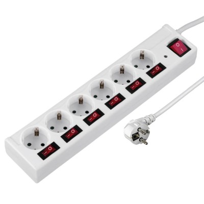 Hama 6-Socket White