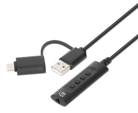 Kabel Manhattan 2-in-1 USB-C & USB-A to 3.5 mm Stereo