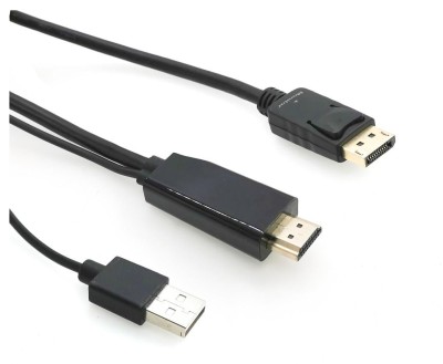 Adapter video HDMI 1.4 ha - ho DP/Displayport 1.2 4K60 aktiv kräver USB-ström 1m svart
