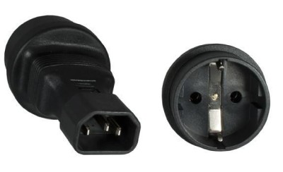 Adapter nätanslutning adapter från PC-ström till stickpropp hona IEC C14-CEE 7/4 Schuko fast/block