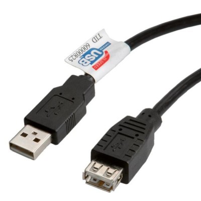 Förlängning USB2 hane - hona 3m svart