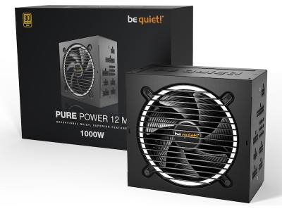 be quiet! Pure Power 12 M 1000W, ATX 3.1, 120 mm fläkt, 80PLUS Gold, löstagbara kablar