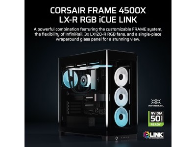 Corsair FRAME 4500X LX-R RGB LINK Panoramic Glass, TG, ATX - Svart#2