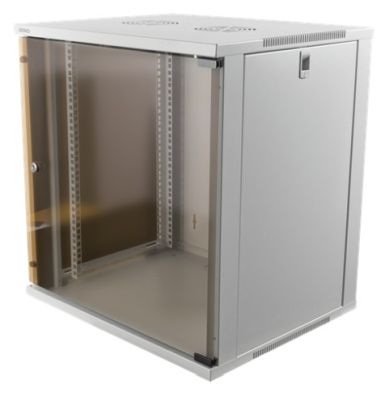 19" Skåp DELTACO 12U, 540x450x580mm, stående eller väggmonterat, glasdörr - Vit