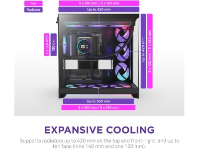 NZXT H9 Flow RGB 2025, Tempered Glass, ATX - Svart#4