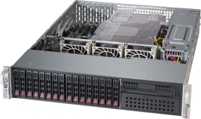 Låda 2U rack CSE-213BAC8-R1K23LPB 16SFF-HS/hotswap 5,25tum EATX 7LP 1200W RPS Titanium D=630mm 4*SFF8643+8NVMe/U.2