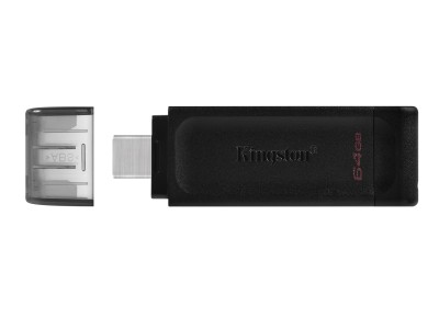 64 GB USB-C Kingston DataTraveler 70 3.2 svart