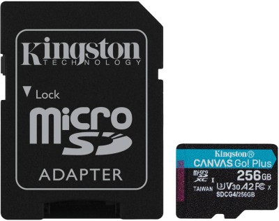Micro Secure Digital SDXC 256 GB Kingston Canvas Go! Plus Gen4, 200/160 MB/sek, Class 10, UHS-I U3, V30, A2, inkl. SD-adapter#1