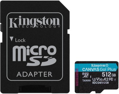 Micro Secure Digital SDXC 512 GB Kingston Canvas Go! Plus Gen4, 200/160 MB/sek, Class 10, UHS-I U3, V30, A2, inkl. SD-adapter#1