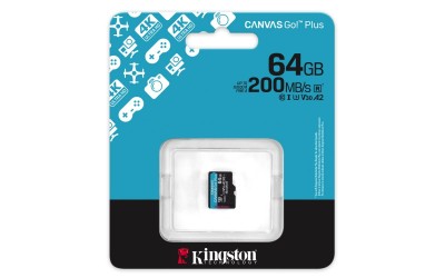 Micro Secure Digital SDXC 64 GB Kingston Canvas Go! Plus Gen4, 200 MB/sek läs, Class 10, UHS-I U3, V30, A2#2