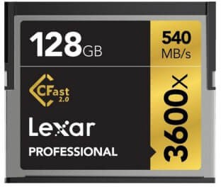 CFast 2.0 128 GB Lexar Professional, 540 MB/sek
