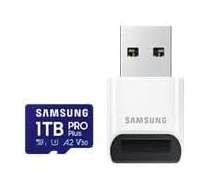 Micro Secure Digital SDXC 1 TB Samsung PRO Plus, 180/130 MB/sek, UHS-I U3 Class10 A2 V30, inkl. USB-A kortläsare