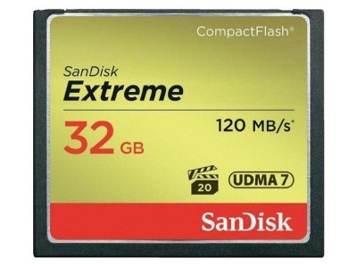 CF 32 GB Sandisk Extreme, 120/85 MB/sek Compact Flash