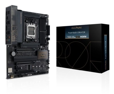 Asus ProArt B650-Creator, AMD AM5, ATX, 4xDDR5, 2xPCI Express, 3xM.2 + SATA3 RAID, HDMI/USB-C, USB-C, GigaLAN+2.5Gbe LAN#1