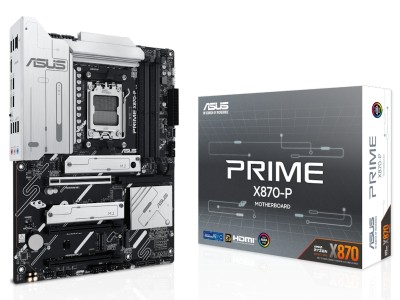 Asus PRIME X870-P, AMD Socket AM5, ATX, 4xDDR5, 4xPCI Express, 4xM.2 + SATA3 RAID, HDMI/2xUSB4, 2.5GbE LAN, Aura Sync RGB