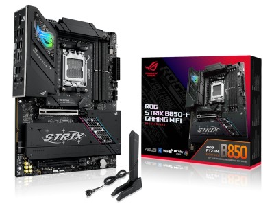 Asus ROG STRIX B850-F GAMING WIFI, AMD AM5, ATX, 4xDDR5, 2xPCI Express, 4xM.2 + SATA3 RAID, HDMI/DP, USB-C, 2.5Gbe LAN, ROG SupremeFX 7.1 ljud, WiFi 7, Bluetooth 5.4, Aura Sync RGB