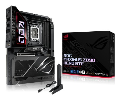 Asus ROG MAXIMUS Z890 HERO BTF, Intel LGA1851, 2xPCI Express, ATX, 4xDDR5, 6xM.2 + SATA3 RAID, HDMI/2xTB4, USB-C, SupremeFX audio, 5GbE+2.5Gbe LAN, WiFi 7, Bluetooth 5.4, Aura Sync RGB
