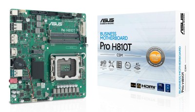 Asus PRO H810T-CSM, Intel LGA1851, PCI Express, Mini-ITX, 2xDDR5 SODIMM, 1xM.2 + SATA3, HDMI/DP/LVDS, USB-C (front), GigaLAN