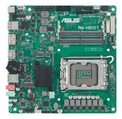 Asus PRO H810T-CSM, Intel LGA1851, PCI Express, Mini-ITX, 2xDDR5 SODIMM, 1xM.2 + SATA3, HDMI/DP/LVDS, USB-C (front), GigaLAN#2