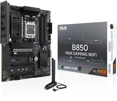 Asus B850 MAX GAMING WIFI, AMD AM5, ATX, 4xDDR5, 5xPCI Express, 3xM.2 + SATA3 RAID, HDMI/DP, USB-C, 2.5Gbe LAN, WiFi 6E, Bluetooth 5.4, Aura Sync RGB